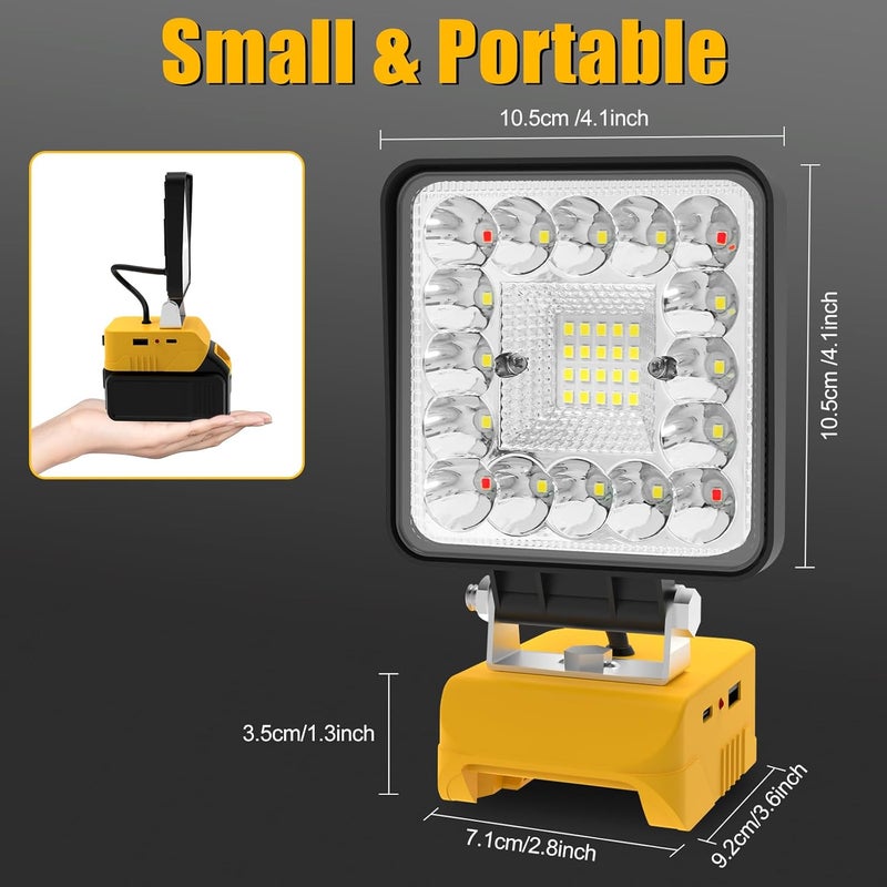 T-SUN 2Pcs Cordless Work Light Compatible with Dewalt 18V/20V Battery, with 3 Light Modes, USB & Type C Charging Port LED Work Light for Workshop,Camping,Emergency and Job Site Lighting - Image 5